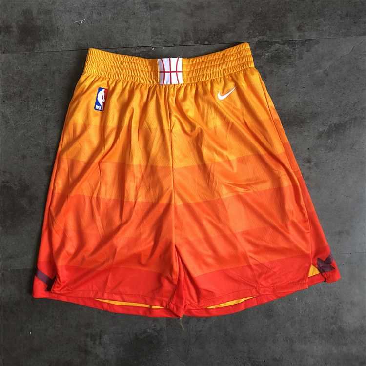 Men NBA Utah Jazz yellow Nike Shorts 0416